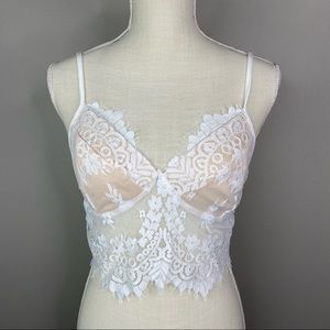 Longline White Lace Bralette Top